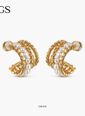 MGS/曼古银麦穗系列925银珍珠耳环耳钉女复古小众设计高级感耳饰