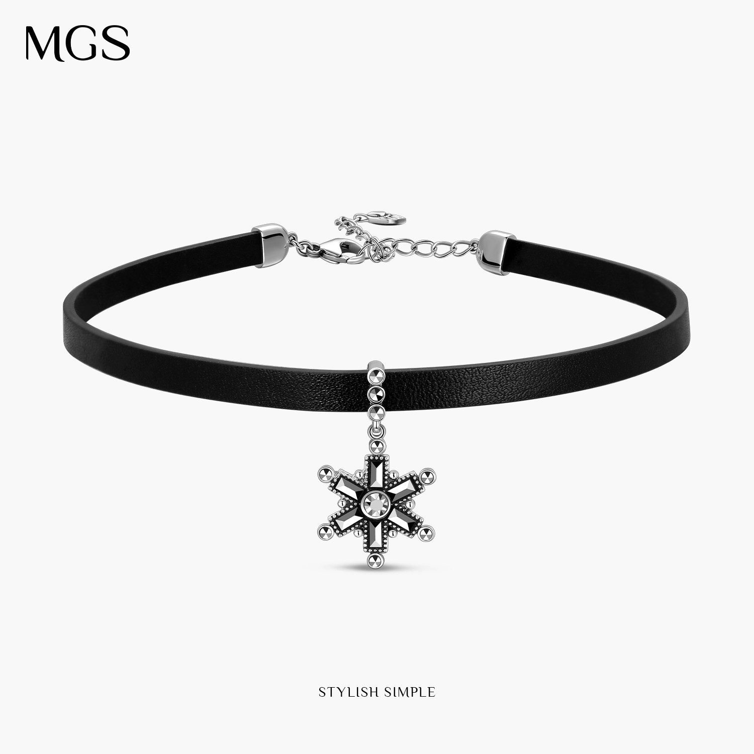 [明星同款] MGS飘雪choker真皮项链黑色锁骨链颈项圈女生新年礼物