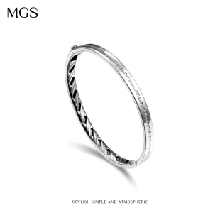 轻奢手饰品悦己冷淡风小众原创设计 时尚 MGS 曼古银S925纯银手镯