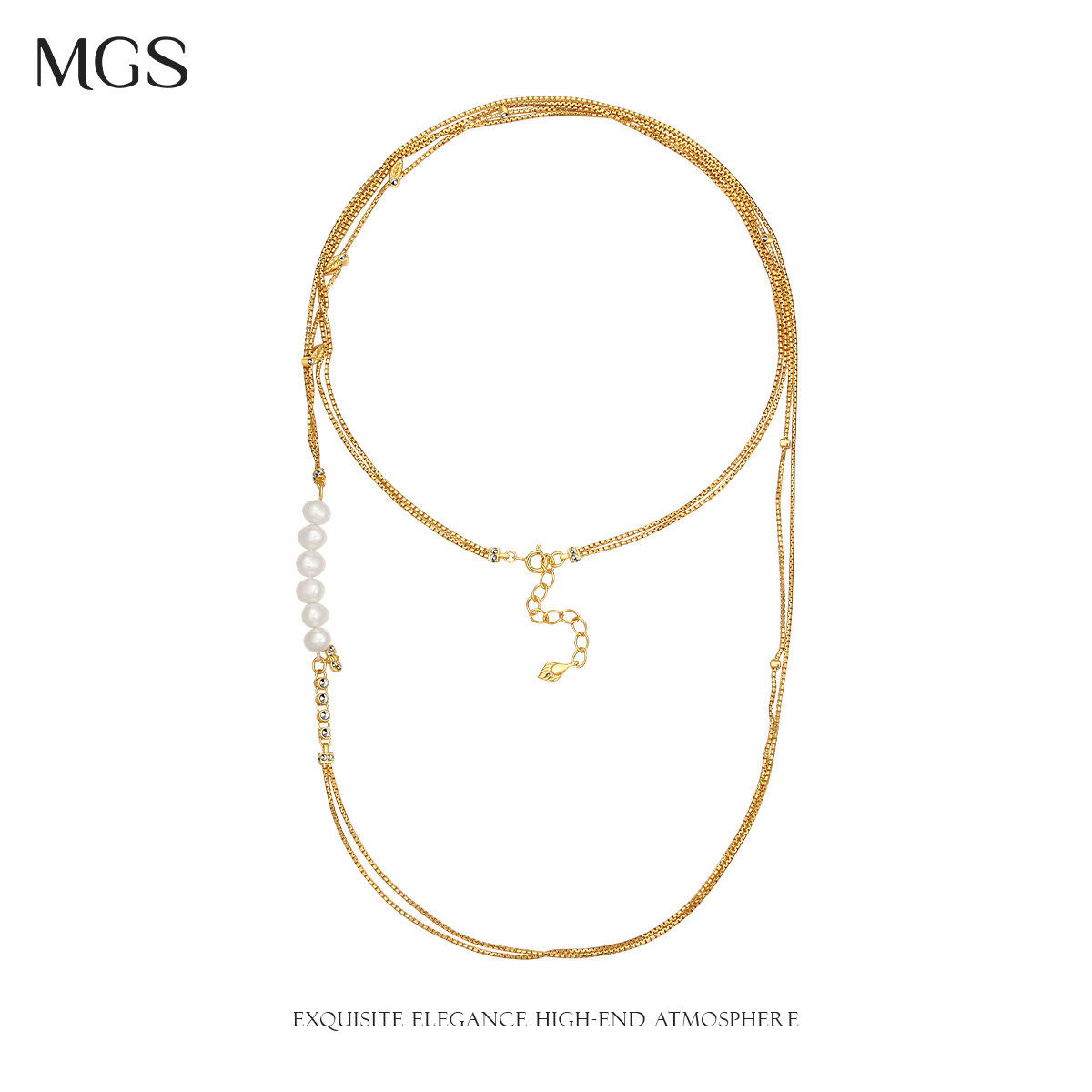 MGS/曼古银长款秋冬毛衣链S925银珍珠项链小众设计颈链身体装
