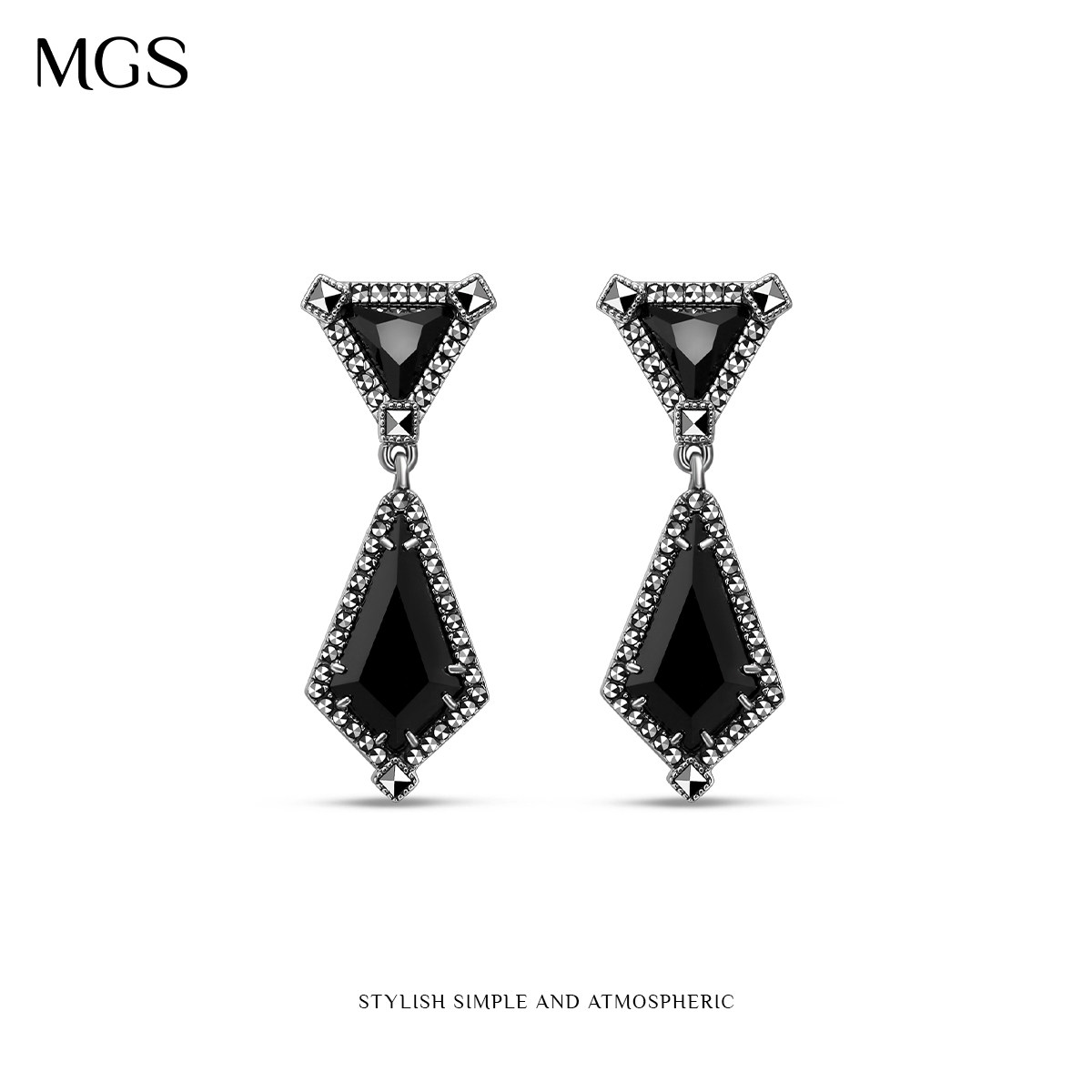 MGS/曼古银耳环925银女玛瑙小吊坠耳钉气质精致小众设计轻奢耳