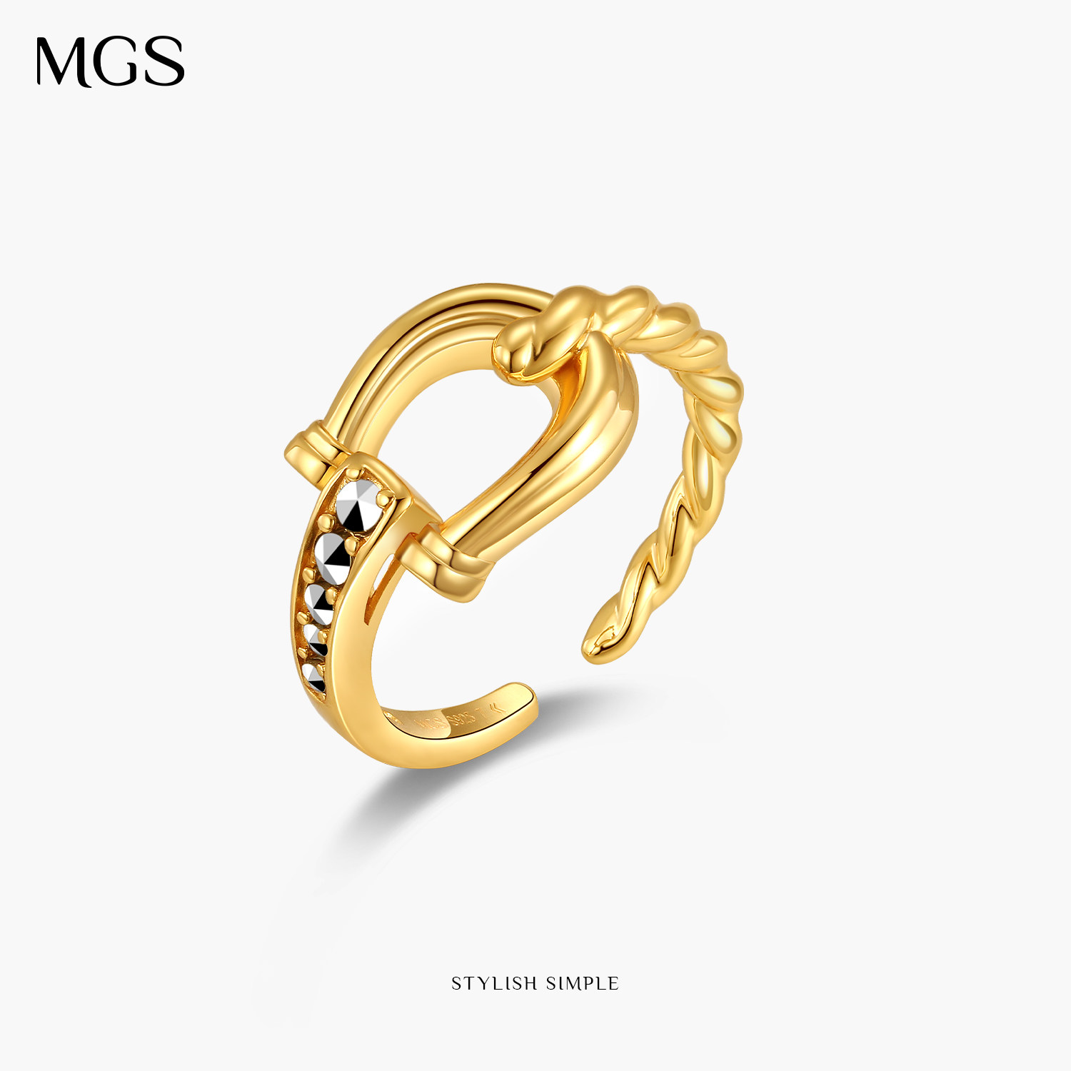 MGS/曼古银马吉扣开口戒指女士生日礼物S925银饰轻奢新款指环