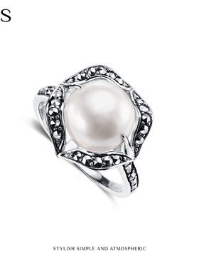 MGS/曼古银掌上明珠2025新款S925纯银珍珠开口戒指女轻奢小众手饰