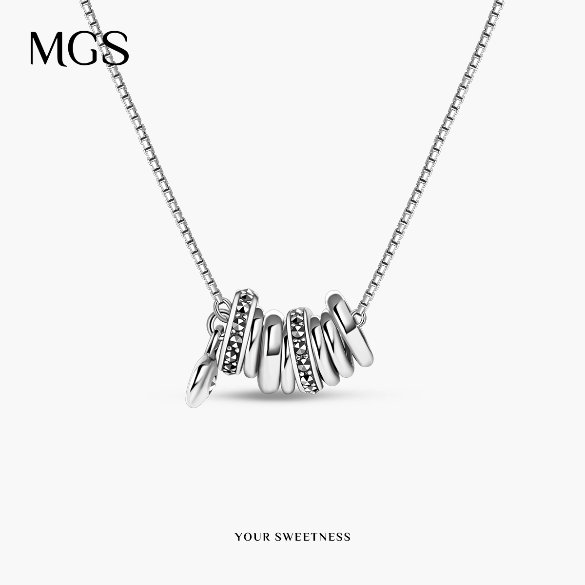 MGS曼古银甜甜圈S925纯银项链毛衣链高级感圈圈锁骨链女