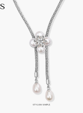 2025新款雪花系列银珍珠毛衣链