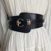 大衣毛衣宽腰带女 饰小众配裙子西装 束腰封女士牛皮时尚 百搭收腰装