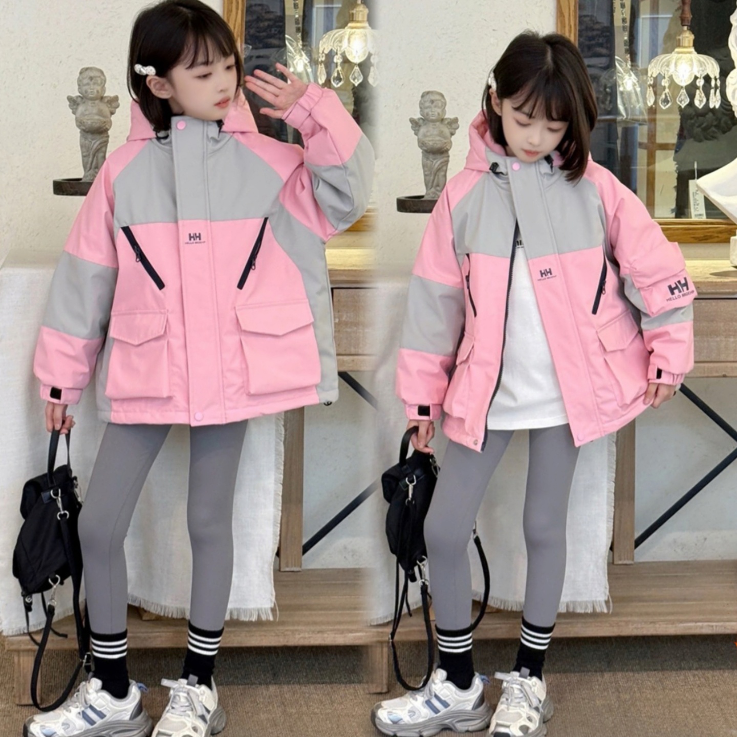 女童时尚洋气简约风高级感冲锋衣