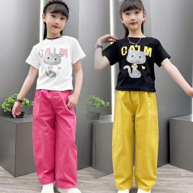 女童韩系高级感穿搭套装夏中大童2026新款时髦休闲运动风两件套潮