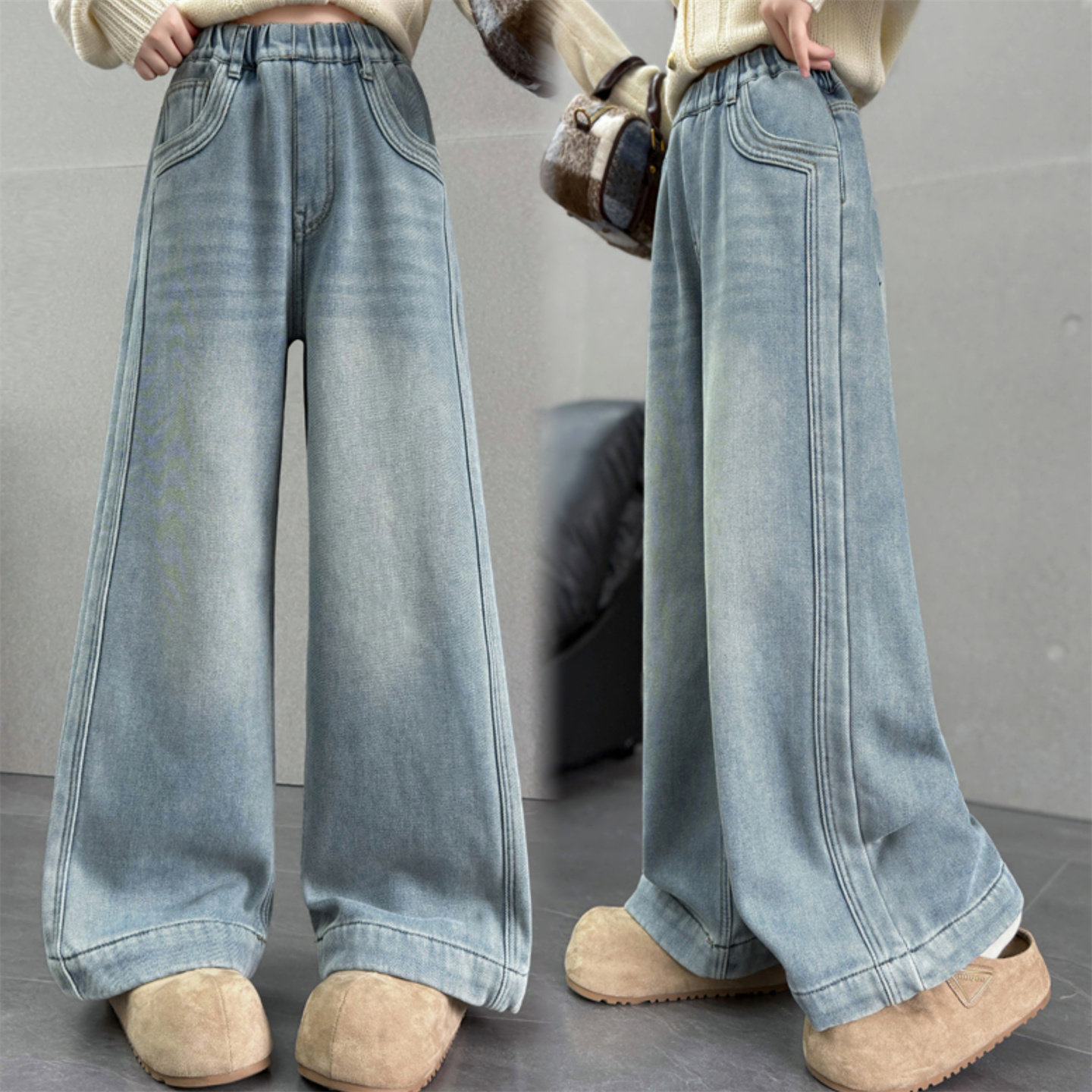 女童牛仔裤春秋2026新款韩版超好看今年流行爆款百搭洋气阔腿裤潮,童装/婴儿装/亲子装,儿童牛仔裤,淘宝优惠券,粉丝福利购,淘宝优惠卷