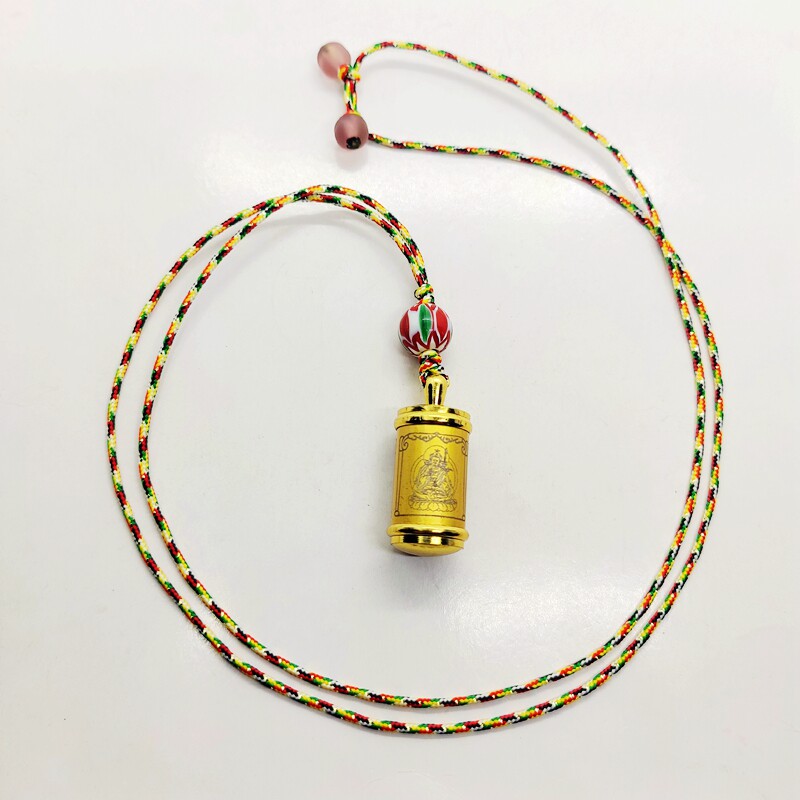 西藏桑耶莲师金刚火雨石佛衣法米法物装藏嘎乌盒护身符项链挂件