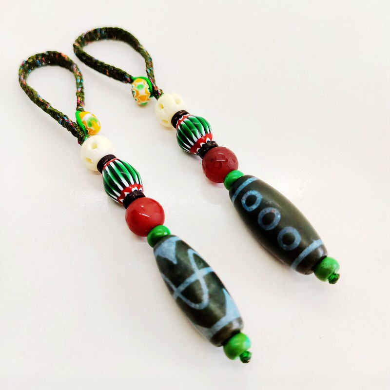 文创饰品情侣真品玛瑙西藏朱砂点天珠多用包包挂件钥匙扣手编