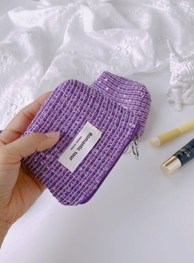 精致便携零钱包口红包高级感紫色小清新迷你收纳袋耳机姨妈巾包小