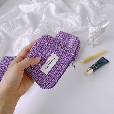 精致便携零钱包口红包高级感紫色小清新迷你收纳袋耳机姨妈巾包小