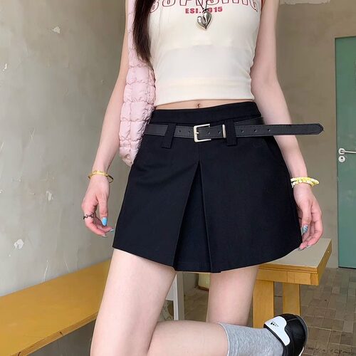 高腰显瘦西装短裤不规则设计感