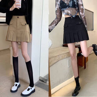 2025新款 短裙高腰半身裙显瘦百搭防走光设计a字裙 秋冬百褶裙时尚