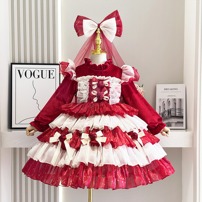 女童洛丽塔2025冬季新年连衣裙