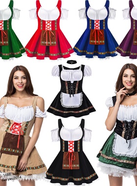 新款实拍大码码万圣节啤酒女郎连衣裙塑身舞台演出服装女佣服装