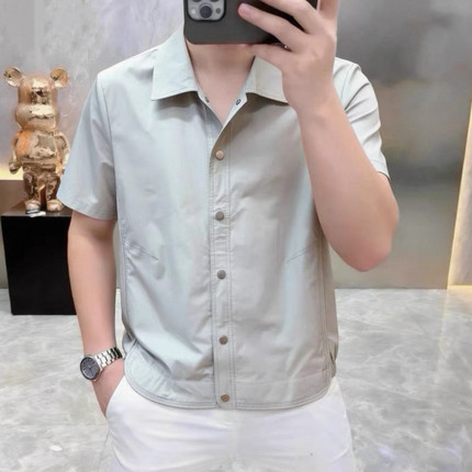 夏季男士翻领百搭简约日常高级感时尚短袖衬衫休闲风质感潮