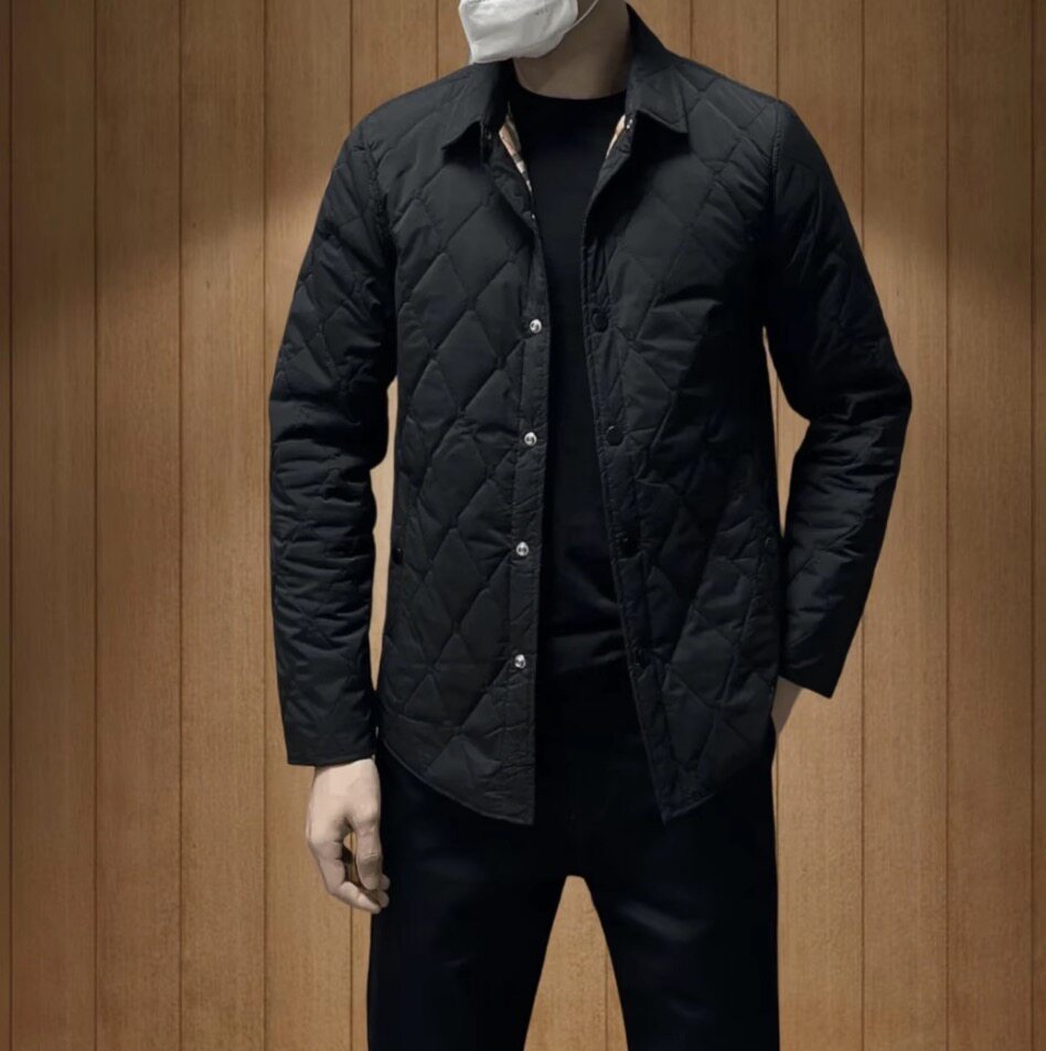 秋冬男士棉服时尚轻薄保暖百搭个性潮流外套格纹休闲经典加厚棉衣