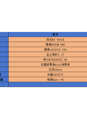 电脑主机R5 9600X/精粤B650MPRO/16G6000/NV3 1T/RTX5060TI 8G