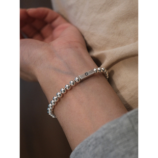 「太阳月亮」999足银圆珠阳光开朗简约百搭情侣闺蜜手链