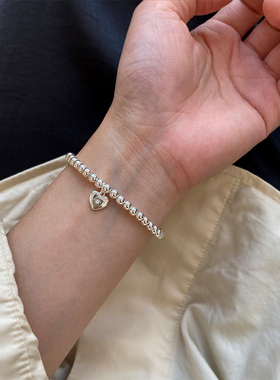 韩版星芒锆石爱心水滴纯银手链