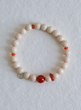 「红豆」原创925纯银红玛瑙本命转运手链细手镯礼物新年吉祥