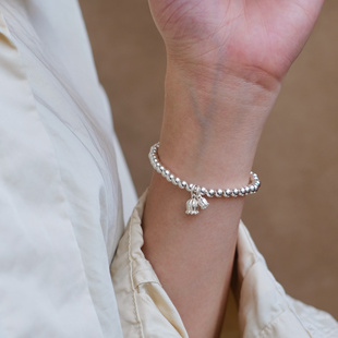 「铃兰花」自制999纯银花朵银珠手链简约甜美森系闺蜜礼物