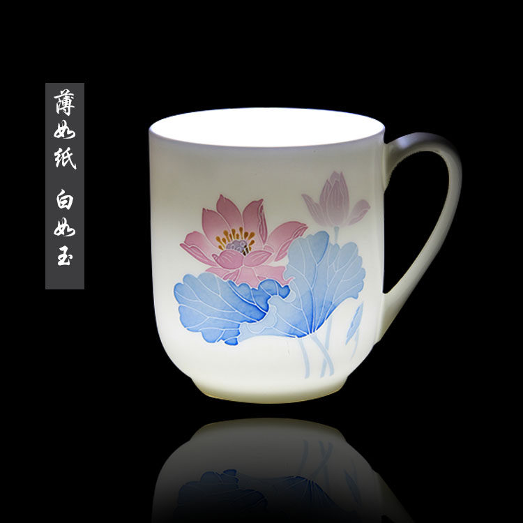 醴陵瓷器　釉下五彩手绘　薄胎茶杯会议用杯　公司活动礼品定制　