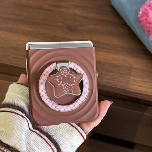 OPPO 5荣耀vflip2 可爱巧克力色磁吸支架适用华为purax手机壳小米mixflip2波漾保护套pocket2三星ZFLIP7