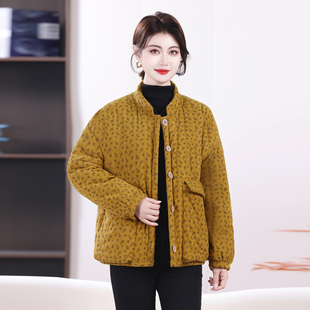 女冬装加绒灯芯绒棉服保暖加厚棉衣外套中老年妈妈老人奶奶上衣