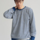Arba设计 复古海盐蓝白条纹新疆棉针织毛衣 法式 K13春 秋冬经典