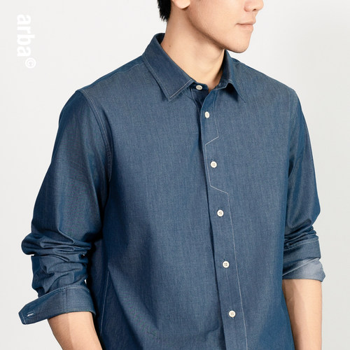 ARBA高级轻通勤刺绣零压牛仔衬衫