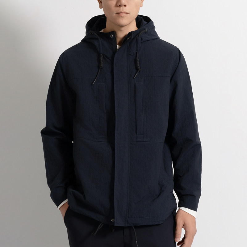 高级防泼速干连帽风衣休闲夹克