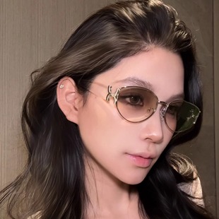 弗瑞姆眼镜猫眼豹纹色墨镜高级感装 饰防紫外线窄框太阳眼镜429