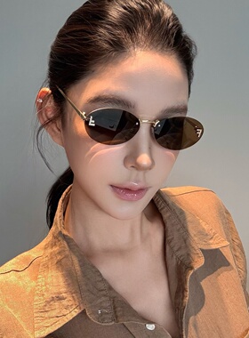 弗瑞姆眼镜椭圆镶钻太阳镜女ins无框F太阳时尚显脸小网红墨镜141