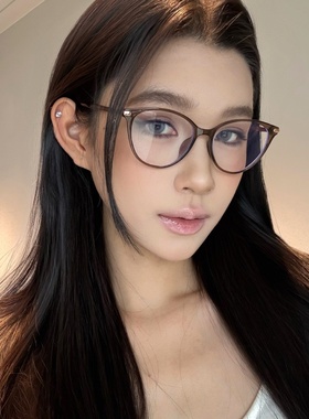 椭圆猫眼复古眼镜女士高级感老钱风时尚显脸小网红素颜神器潮显瘦