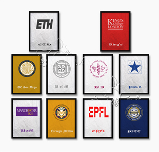 苏黎世联邦理工国王学院曼切斯特大学海报索邦大学名校装饰画挂画