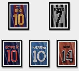 马拉多纳梅西C罗球衣海报（不是真衣服只是画，无凹凸是平面画）