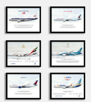 美国航空公司海报民航客机装饰画