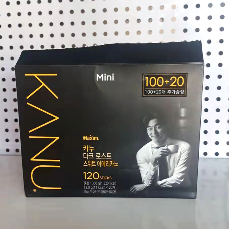 包邮韩国maxim麦馨卡奴kanu甜美式速溶纯黑咖啡2.9克*120条盒装