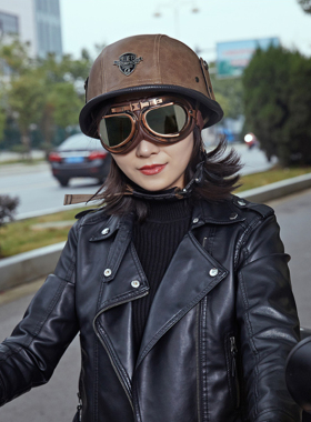 电瓶电动车头盔特大号夏盔复古哈雷男女4XL68C半盔大码四季安全帽