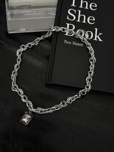 冷淡风设计感方块项链男女无性别双层重叠简约ins痞帅嘻哈锁骨链