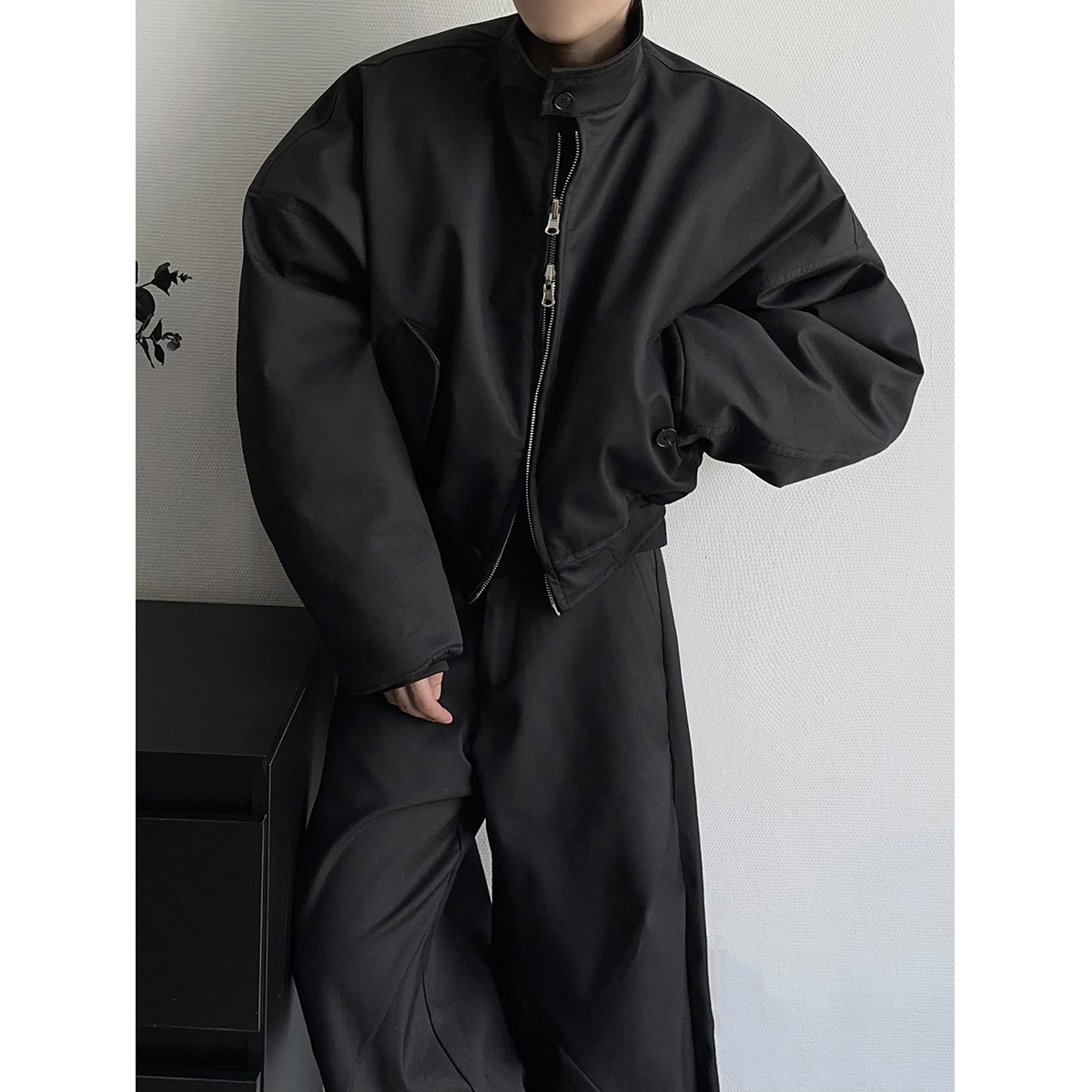 男女廓形短款加厚立领棉衣外套冬