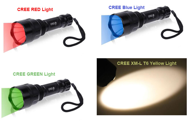 蓝光灯珠18650养蜂强光手电筒