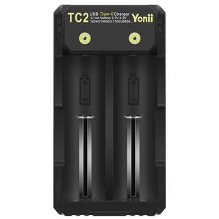 TC2 TypeC18650锂电池3.7V充电器 26650双槽手电筒21700充电器2A