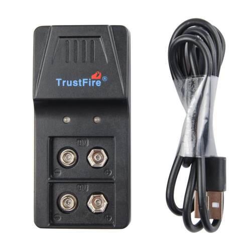 Trustfire 9V充电器USB口充电9伏可充双节锂电池镍氢电池充电器