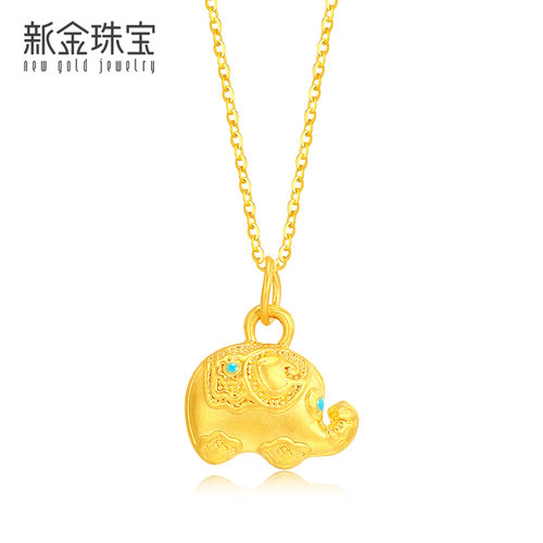 新金珠宝金墩墩象吊坠小象挂坠