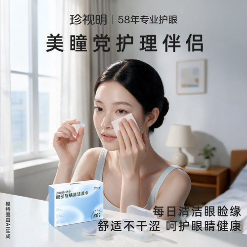 珍视明眼部除螨湿巾专业除螨