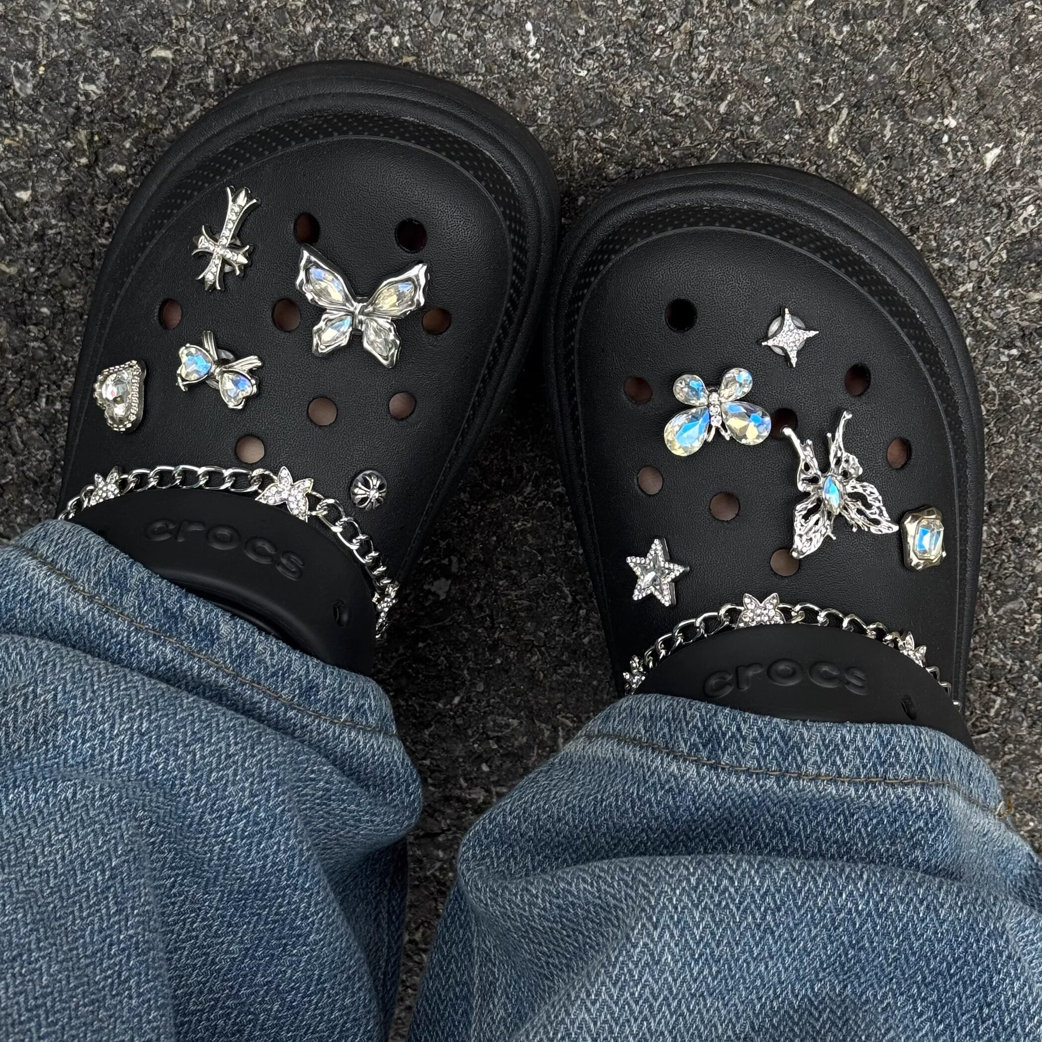 幻蝶梦境原创洞洞鞋鞋花蝴蝶合金鞋扣适配crocs卡洛驰链条配件